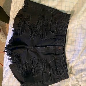 American Eagle Black Hi-Rise Jean Shorts